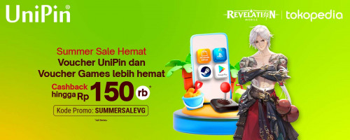 Summer Sale Hemat – Promo Cashback Hingga Rp 150.000 Setiap Beli Voucher UniPin dan Voucher Games di Tokopedia